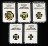 2003年熊猫普制金币五枚一套