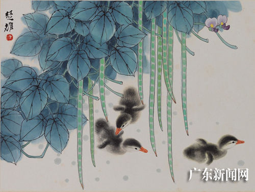 “崇正雅集”第一期艺术品拍卖会部分精品：方楚雄 《豆堋小鸭》 纸本镜片 尺寸：34*45.5 