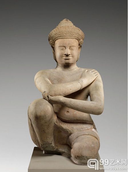 “跪拜的侍从”(Kneeling Attendant)，创作时间大约为10世纪，大都会博物馆的入藏号为1987.410和1992.390.1