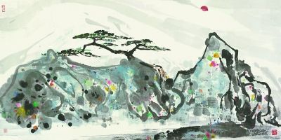 吴冠中《山中日出》。