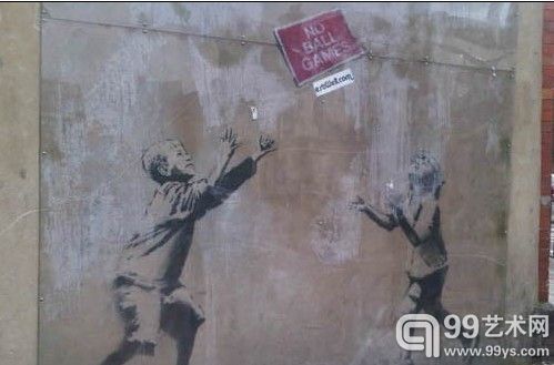 街头涂鸦艺术家班克斯 无球游戏壁画