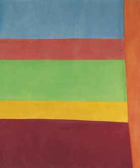 《右边红色》RedSideRight(RightSideRed)，1965，长206.4厘米，宽169.5厘米，拍前估价3—5万美元(约18.4—30.6万元)，成交价603750美元(约370.6万元)