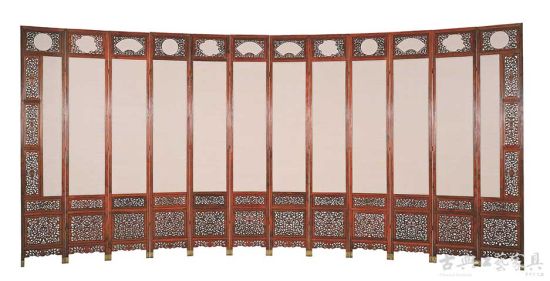 黄花梨十二扇围屏