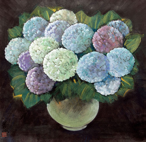 Lot7542 林风眠 绣球花 彩墨纸本 68.5×70cm 成交价：6,095,000元