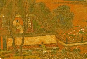 宋代 《宋人九札册》之赵大年《荷亭纳凉》局部