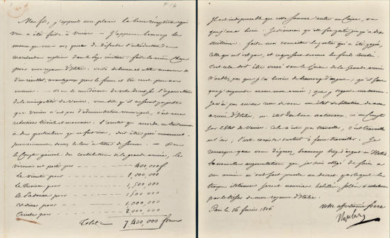 法兰西第一帝国皇帝拿破仑·波拿巴（Napoléon Bonaparte）1806年给其子尤金王子亲笔信