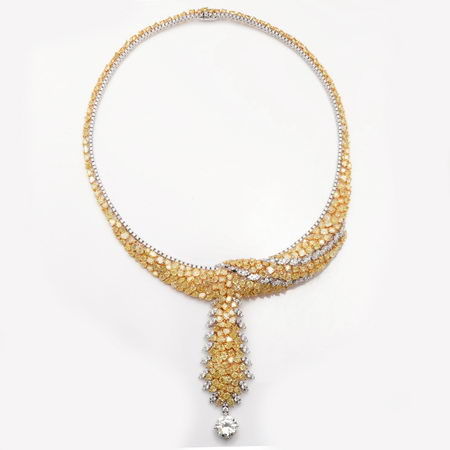 Los Angeles 名家设计 54.12克拉黄钻白钻项链