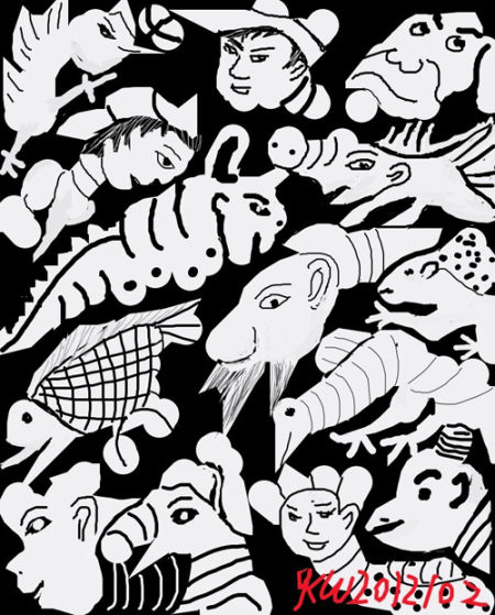 孙建华 面具 iPad绘画画布输出 18.9×28cm（内） 28×37cm（外） 2013年输出