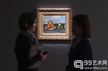 在苏富比印象派与现代艺术品拍卖会拍卖预展上，展出的塞尚作品《苹果》