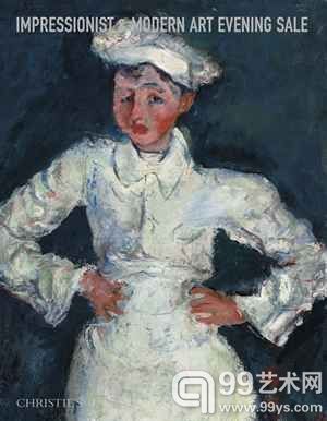 纽约佳士得印象派与现代艺术夜场拍卖会海报，画上为查伊姆·苏蒂恩（Chaïm Soutine）的《小蛋糕师》 （Le petit pâtissier）