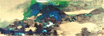 张大千1966年作品《招隐图》将其巴西住所摩诘山园之景入画。香港苏富比供图