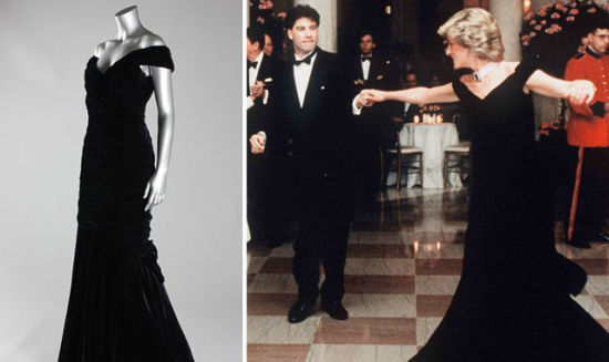 1985年戴安娜王妃与演员John Travolta在白宫跳舞时，身穿设计师 Victor Edelstein设计的晚礼服（估价：$800,000-$1million）