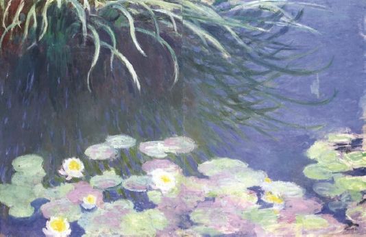 莫奈《睡莲与绿茵倒影》