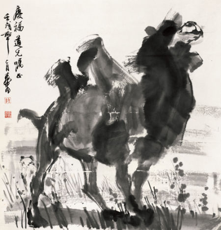 Lot 1229 黄胄 骆驼 水墨纸本 1982年作 100×106cm