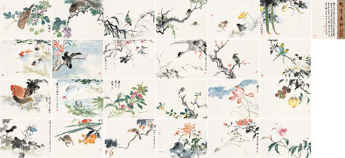 Lot 977 张大壮 养庐墨妙册页(二十四开)设色纸本 1949年作 29×38cm(×24)