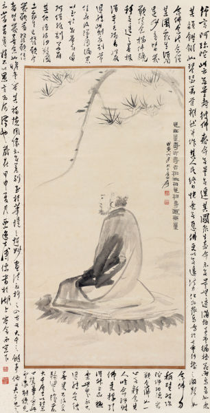 Lot1030 张大千 无量寿佛 立轴 水墨纸本 1938年作 85×45cm