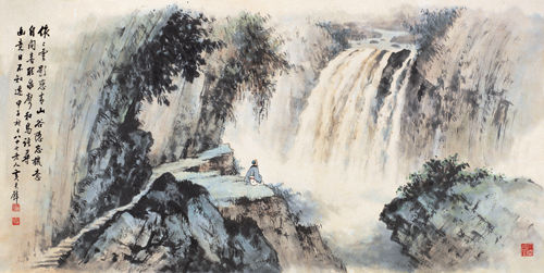 Lot1024 黄君璧 高山流水 镜片 纸本设色 1984年作 60×120cm