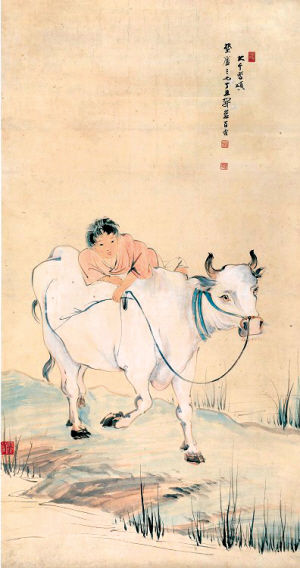 张大千作品《开岁百吉》