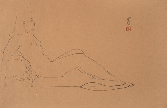  滑田友 女人体 纸本线描 31×48cm 法国私人旧藏 RMB 18,000-38,000