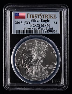 2013年美国鹰洋1盎司银币一枚(W版、初铸版、PCGS MS70)