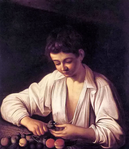 卡拉瓦乔佳作《削水果的男孩》（1591）