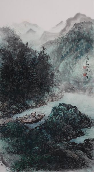 黎雄才(1910-2001) 昔时江行所见