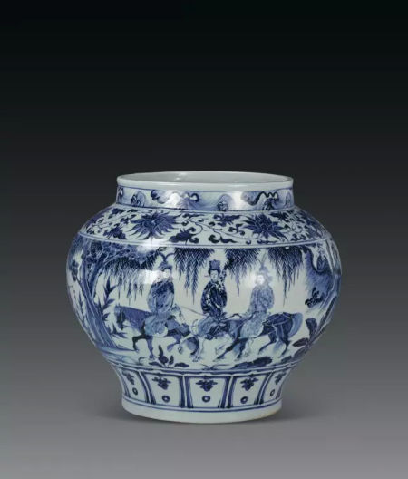 饶克勤仿元青花昭君出塞大罐 成交价97.75万