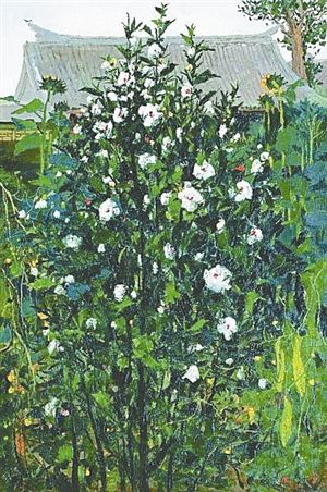 吴冠中《木槿》