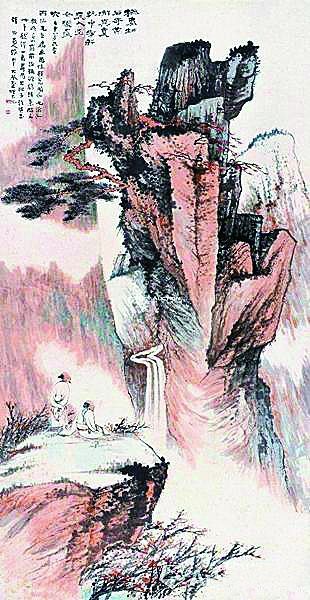 张大千《黄山青龙潭》。