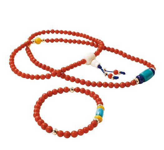 南红玛瑙绿松石108粒佛珠及手钏 成交价：24,640 北京荣宝2014春拍拍品