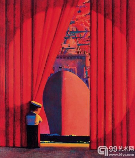 2007 年北京保利首次夜场拍卖拍品 刘野《大旗舰》布面油画 1997 年作 成交价(RMB)：9,350,000