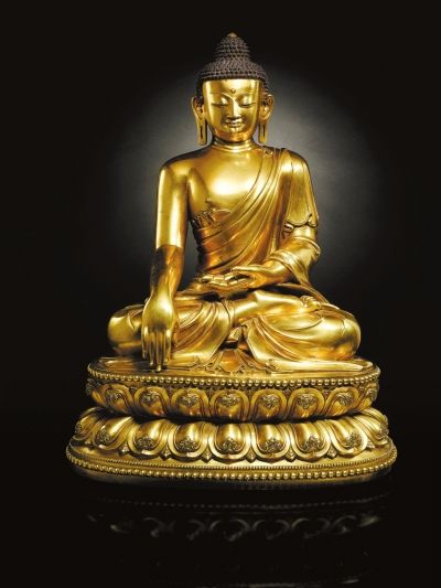 明永乐鎏金铜释迦牟尼佛坐像高54.5cm