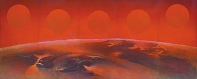 刘国松《子夜太阳》150.8cm×371cm设色纸本1969年至1970年作