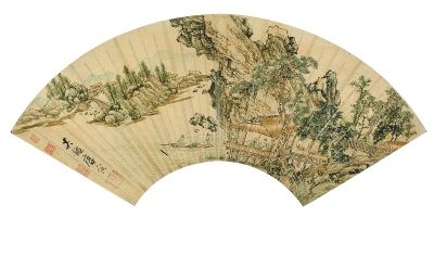 唐寅 江亭谈古图