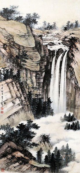 黄君璧《瀑布图》