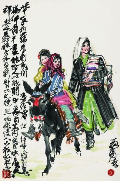 黄胄 《赶集图》 设色纸本 69.5厘米×46厘米 中国嘉德供图