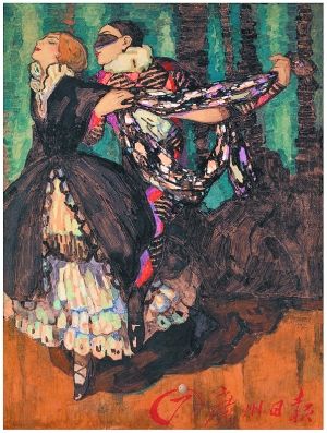 米哈伊尔·博贝绍夫《练习曲芭蕾舞嘉年华之Michel和Vera Fokine R. Schumann》纸本水粉。