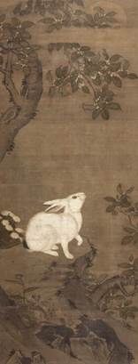 　　明 朱朴 月桂兔图 绢本设色 立轴 尺寸：143×54.2cm 　　约7.0平尺 　　估价：4,800,000-5,500,000