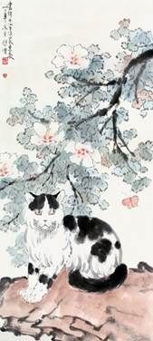 　　徐悲鸿 猫 纸本设色 镜心 尺寸：102×46cm 　　约4.2平尺