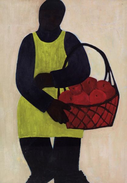 贺慕群 卖水果 布面 油画 116.4×81.6cm