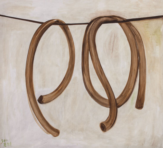 张恩利 二根皮管 2011年 布面油画 200×220cm　　RMB 1,200,000-1,500,000