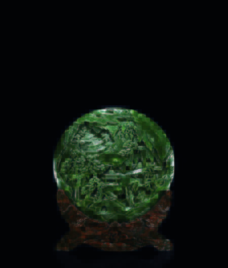 lot5200 清乾隆 碧玉深山访友图圆屏 嘉德四季第41期拍卖会