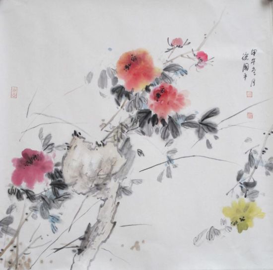 花鸟(拍品编号：23)托片，尺寸：68*68