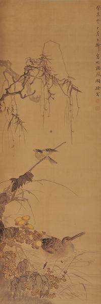 徐冈《柳塘栖禽》