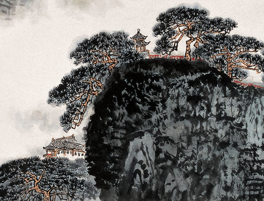 钱松嵒 万山积翠 局部图