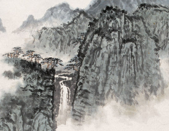 钱松嵒 万山积翠 局部图