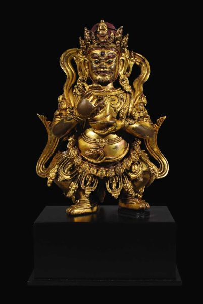 明永宣（宫廷风格） 铜鎏金二臂大黑天 18.5 cm high