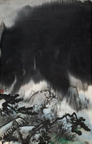 张大千(1899-1983) 1965年作 骤雨图