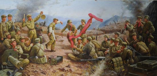 098 金元吉 김원길《中朝友谊万岁》布面油画 167x343cm