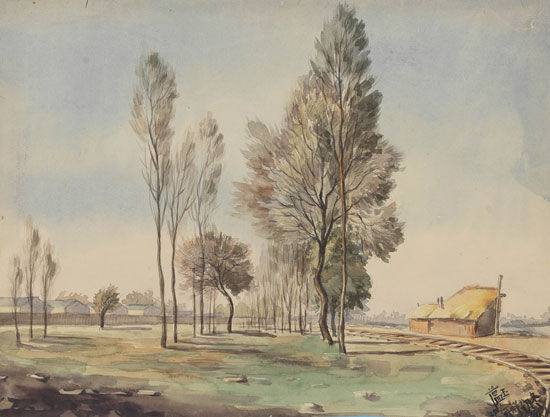 图13【唐蕴玉 《河畔初冬》】